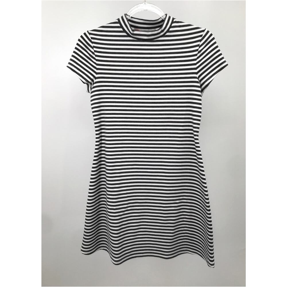 Free People Beach Gray White Striped Mock Neck T-Shirt Dress Size S - Picture 3 of 11